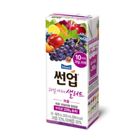 매일유업 썬업 과일 야채 샐러드 퍼플 200ml (72개)
