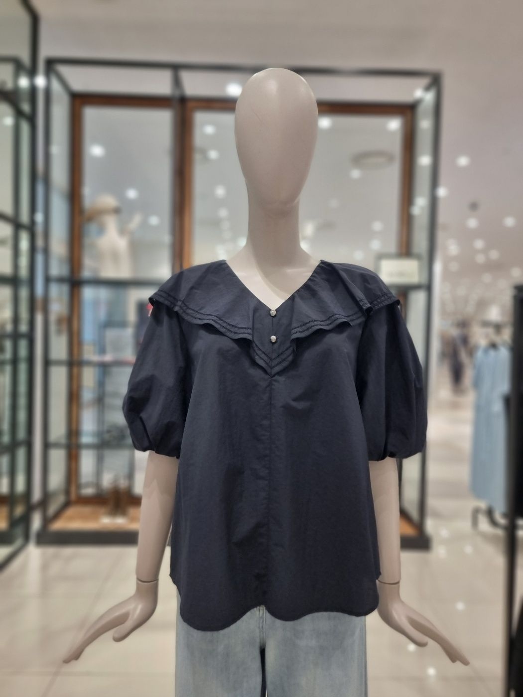 듀엘 카라 포인트 볼륨 블라우스 L262MSC080_이미지