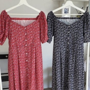 샐리 퍼프단추롱원피스 빅사이즈미시옷 마담옷 중년 WFK1DLM