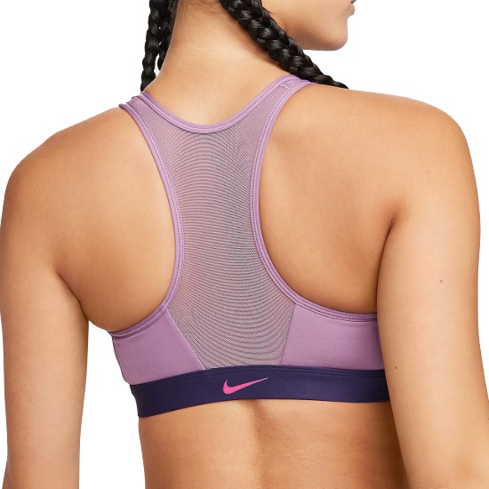 나이키 스우시 미디엄 서포트 패드 지퍼 프런트 스포츠 브라 DD1206 (536, 바이올렛 더스트)_이미지
