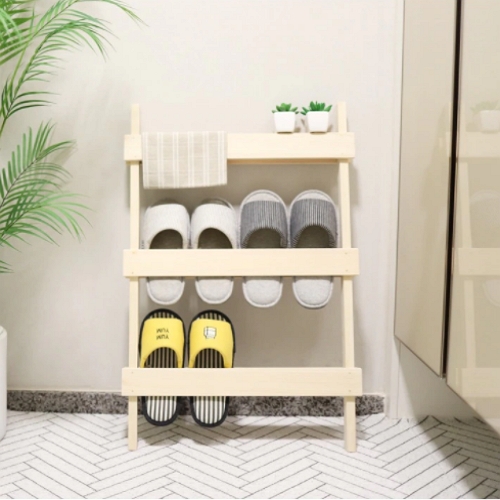 트리스토어 편백나무 원목 3단 실내화걸이 거치대_이미지