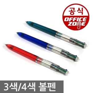 문화 문화 구형 3색 4색 볼펜 낱개 검정 빨강 청색 녹색_이미지