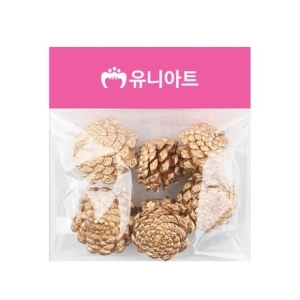 유니아트 천연 솔방울 금색 6개입 G20 WD72D50