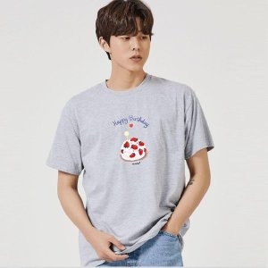 키밍 케이크 생일 그래픽 캐쥬얼 반팔티 ACO W7EBB51