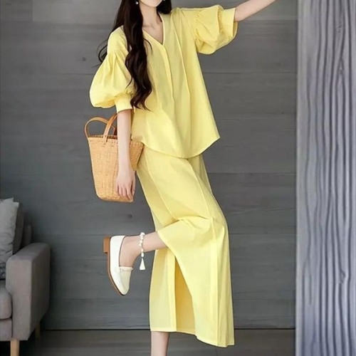 패션라인 BL10241_프림퍼프투피스/컬러셋업/여름코디/데이트룩/데일리무드 원칼라/L