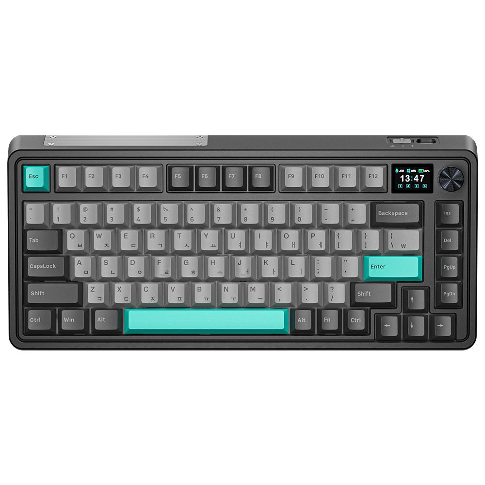 FL-ESPORTS CMK75 유무선 LCD 핫스왑 풀윤활 기계식 차콜 그레이 한글 (저소음 크림축)_이미지