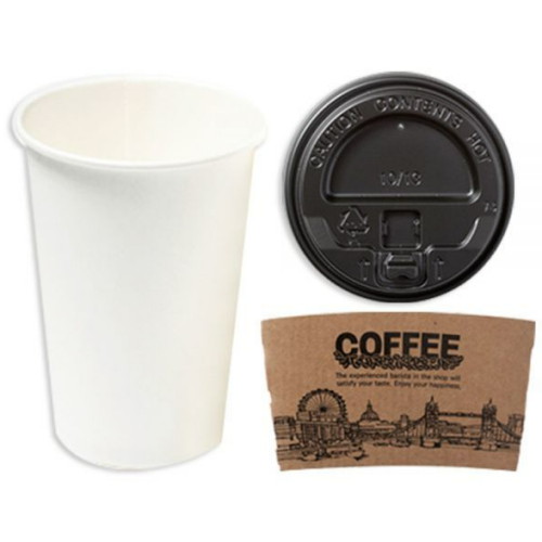 [불명] 10온스 더빈썸 무지 종이컵 (+뚜껑+홀더, 100개)_이미지