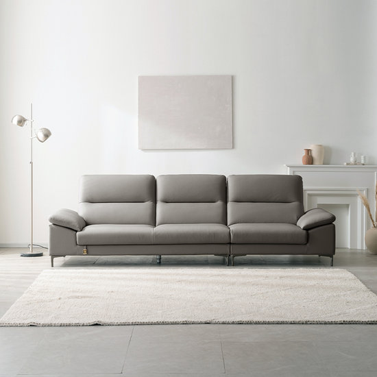 다우닝 아지오 전체 천연면피가죽 소파 3.5인용 (스툴별도)_이미지