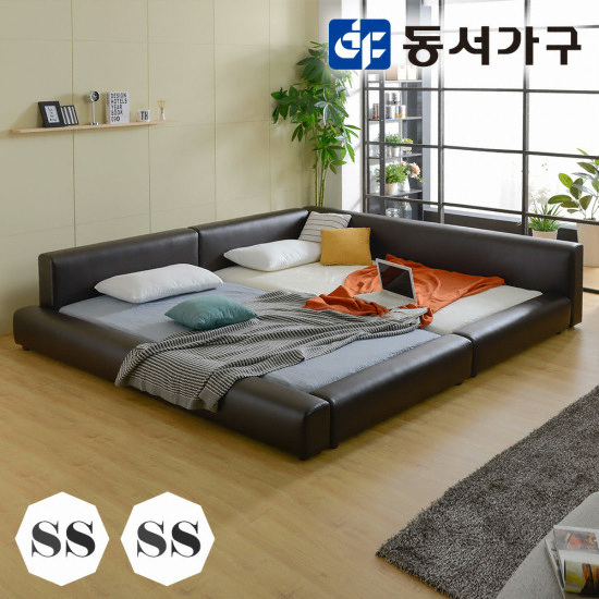 장인가구 슈가 가죽 저상형 밸런스형 패밀리침대 SS+SS (독립스프링)_이미지