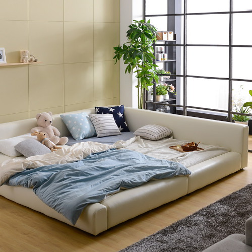 장인가구 슈가 가죽 저상형 밸런스형 패밀리침대 SS+SS (독립스프링)