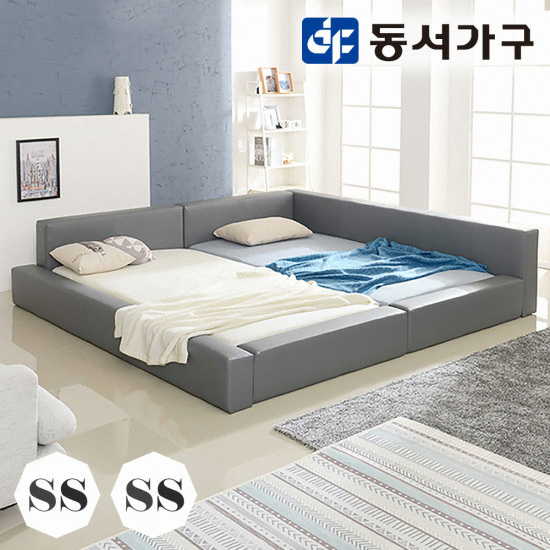 장인가구 슈가 가죽 저상형 밸런스형 패밀리침대 SS+SS (독립스프링)_이미지
