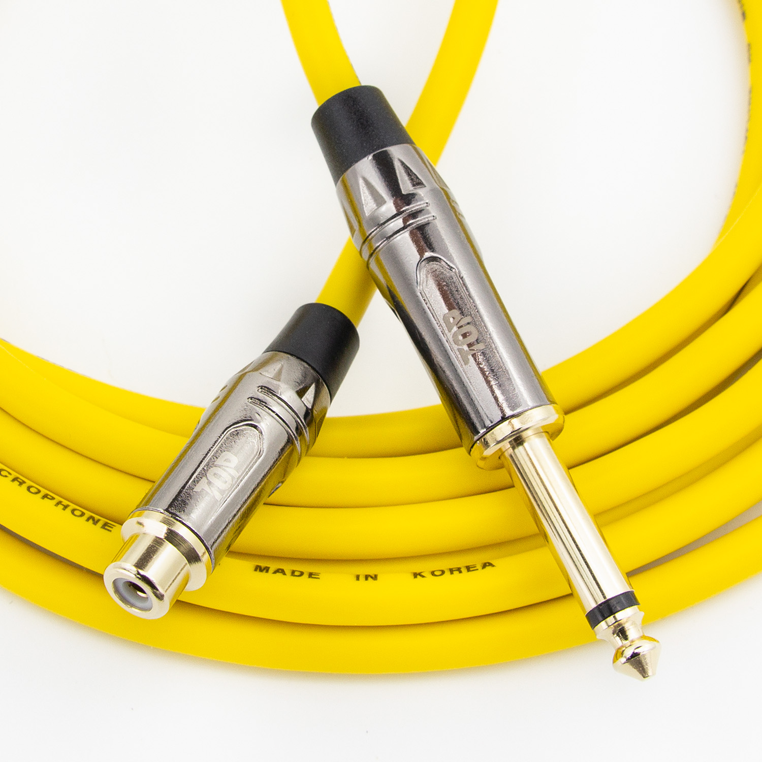 탑라인에이치디 HDTOP 메탈 RCA 암 to 5.5모노 수 케이블 옐로우 (40m, HT-TP5007)_이미지