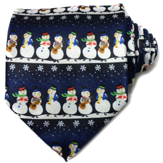 블루문 크리스마스 넥타이 스노우맨 네이비_이미지