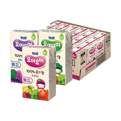 매일유업 요미요미 유기농주스 과일믹스 125ml x 24개 + 블루베리포도 125ml x 24개 (1개)_이미지