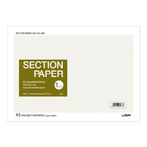 우진산업 방안지 A3 1mm 27장입 / 297x420 통계형용지 방안지 모눈종이 도면용지 섹션페이퍼_이미지