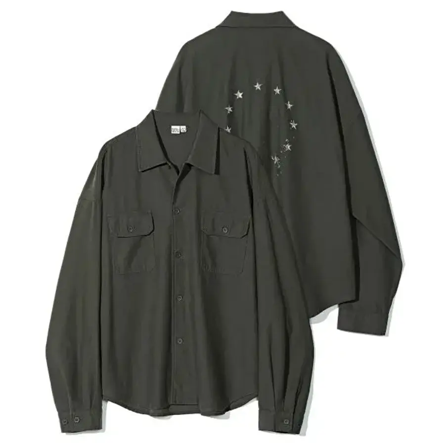 사틴 파르티멘토 PARTIMENTO 백 밀리터리 셔츠 자켓 카키 PY-25275 KH 202049