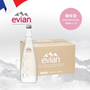 에비앙 글라스 생수 750ml 12개