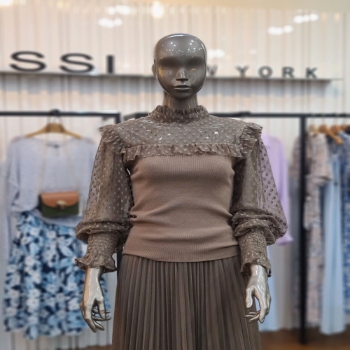 제시뉴욕 시스루배색 니트티셔츠 DD85NSKO5991BG