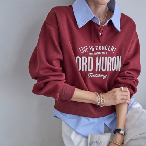 나크21 5599 코튼쭈리안감 브이넥 맨투맨 DM43-T-55