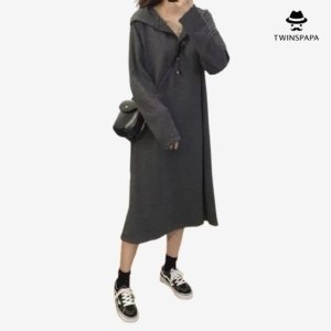  트윈스파파 여성 후드 긴팔 롱 원피스 P0000TZG/2컬러