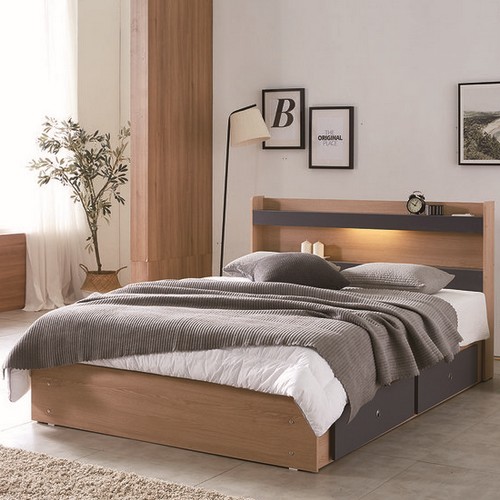 보생가구 에비게일 수납 LED침대 Q (매트별도)