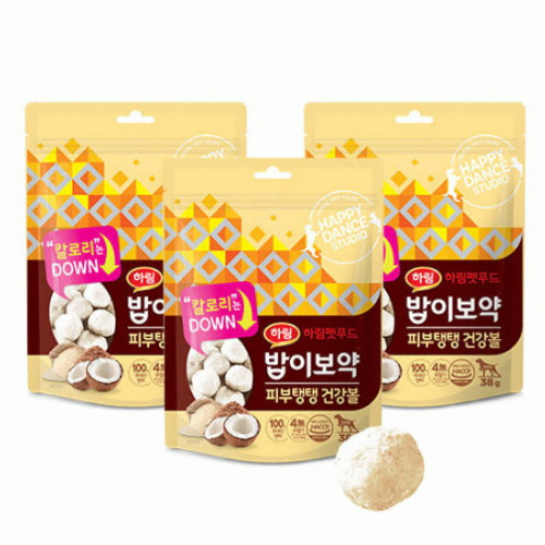 하림펫푸드 밥이보약 독 피부탱탱 건강볼 38g (3개)