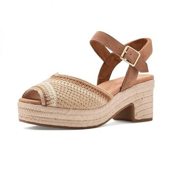  TOMS 우먼 Isla Peep 토 다크 베이지 1137022