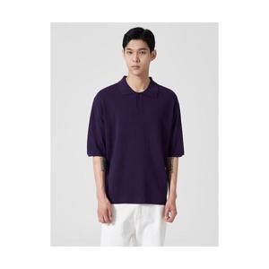 삼성물산 에잇세컨즈 브랜드 하프밀라노 카라넥 반소매 니트 퍼플 424751LY1S 424751LY1S 165405