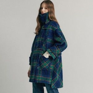 마쟈 컬러 체크패턴 비죠장식 볼륨소매 하프코트 CB12CT300ON 275967_이미지