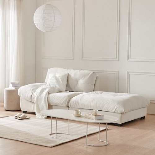 동서가구 구스 구름 모듈 코너형 패브릭 소파 1.5인용 (스툴포함)_이미지