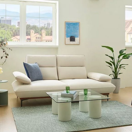 에싸 퍼스트 스윙기능 리브 패브릭 소파 3인용 (스툴별도)