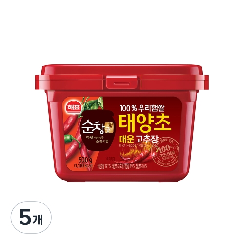 해표 순창궁 태양초 우리햅쌀 매운 고추장 500g (5개)_이미지
