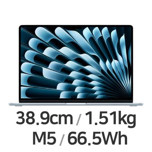 APPLE 맥북에어15 M5 10코어 CPU, 10코어 GPU 스카이 (램24GB, SSD 1TB)_이미지