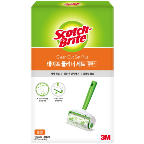 3M 스카치브라이트 ㅤ테이프클리너 플러스 중형 핸들 + 리필 6롤_이미지
