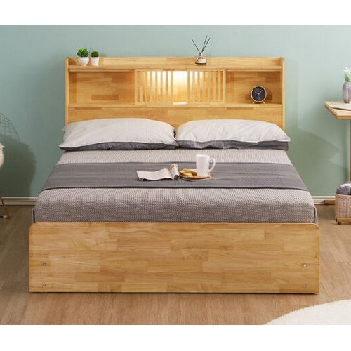 라자가구 위드 팀버 원목 LED침대 Q (본넬스프링)_이미지