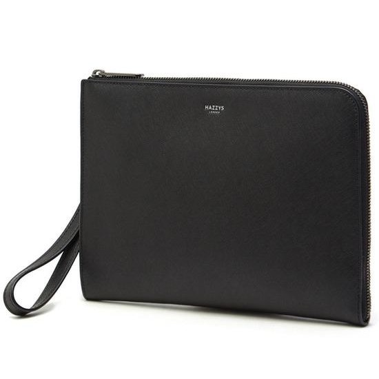 남성 소가죽 화이트로고 지퍼형 클러치백_HJHO2E625BK