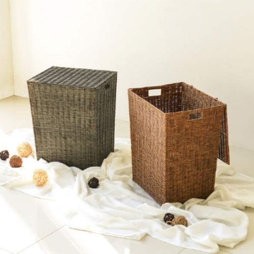 홈앤하우스 라탄 패턴 사각 햄퍼 80L_이미지