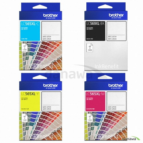 Brother 정품 LC-569XL BK, LC-565XL C, LC-565XL M, LC-565XL Y 4색 세트