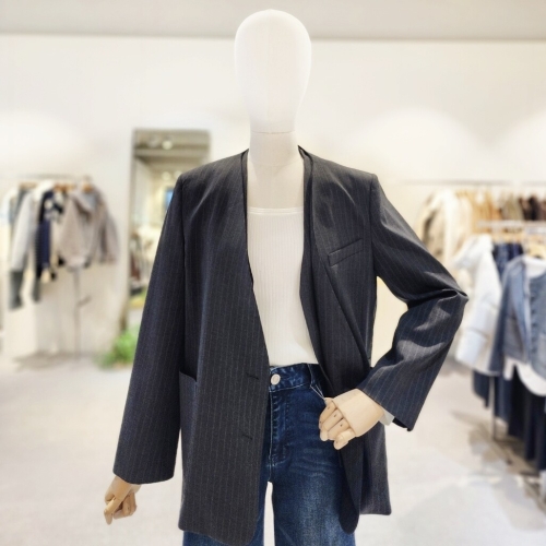 온앤온 이중 레이어드 노카라 재킷 NJW6SJ205_이미지