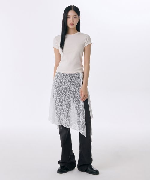 무신사 무신사 스탠다드 스탠다드 우먼즈 레이스 레이어드 랩 스커트 화이트 1712986