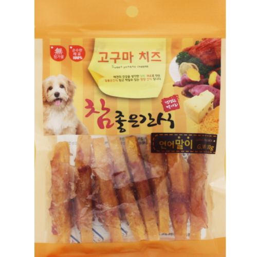 펫더맨 헬로도기 참좋은간식 고구마치즈 연어말이 100g (1개)