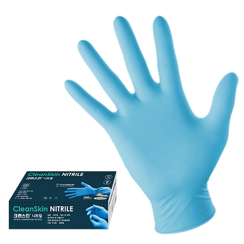 크린스킨 니트릴 다용도 고무장갑 블루 100매입 대 L 1팩_이미지