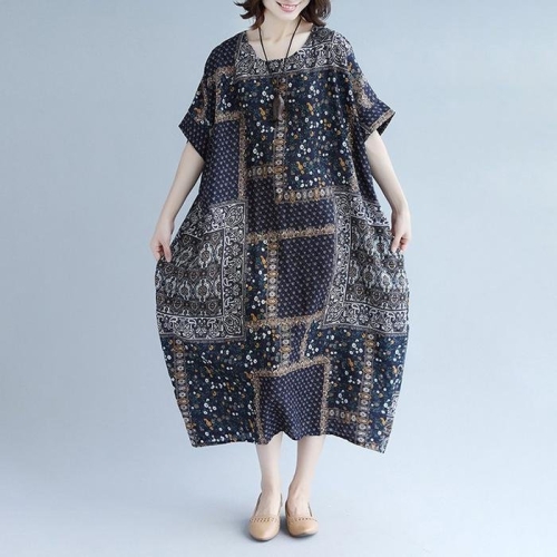 빅사이즈사랑해요 J707L407 가든패턴항아리원피스 NT