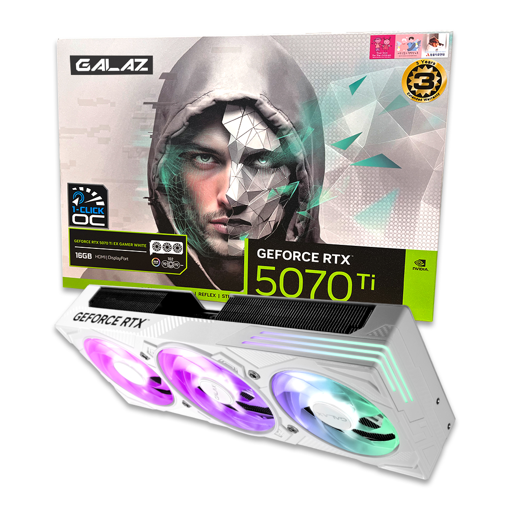갤럭시 GALAZ 지포스 RTX 5070 Ti EX GAMER WHITE OC D7 16GB_이미지
