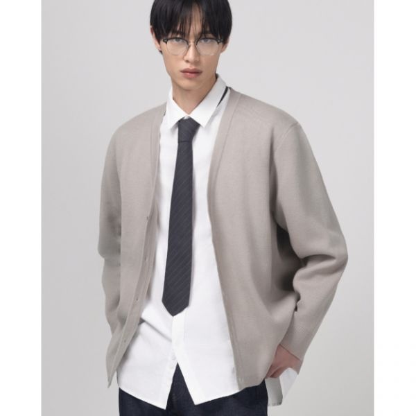 WORK ON BODY OFF 하프밀라노 세미 오버핏 베이직 가디건라이트그레이 BWBB3NT023 3057146_이미지