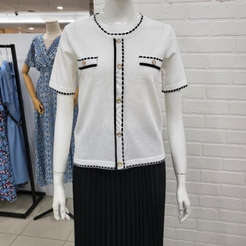 해리앤 DP01 스티치 띠 포인트 반팔 니트 HOSP7732