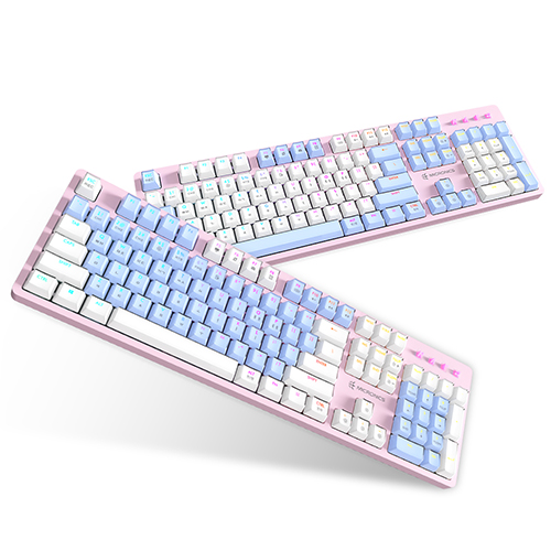 마이크로닉스 MANIC EX580 광축 크리스탈 게이밍 키보드 (파스텔블루, 화이트)_이미지