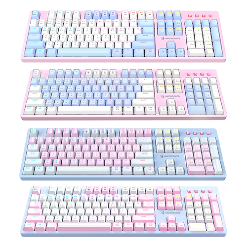 마이크로닉스 MANIC EX580 광축 크리스탈 게이밍 키보드 (파스텔블루, 화이트)_이미지