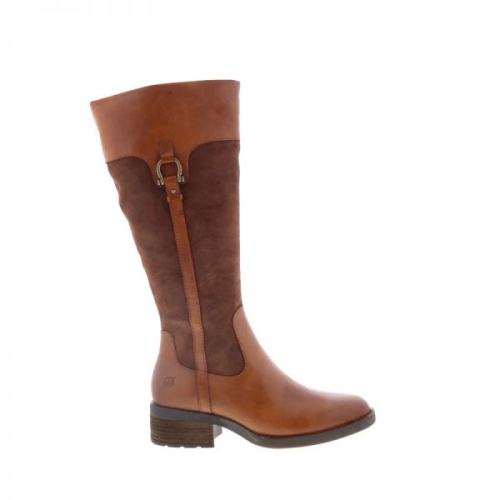 Born 생기 있는 생강색 여성용 갈색 가죽 지퍼 무릎 높이 부츠 갈색, 중간 7497939_이미지