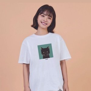 키밍 야옹이 고양이 그래픽 캐쥬얼 반팔티 YE W7FC7D2